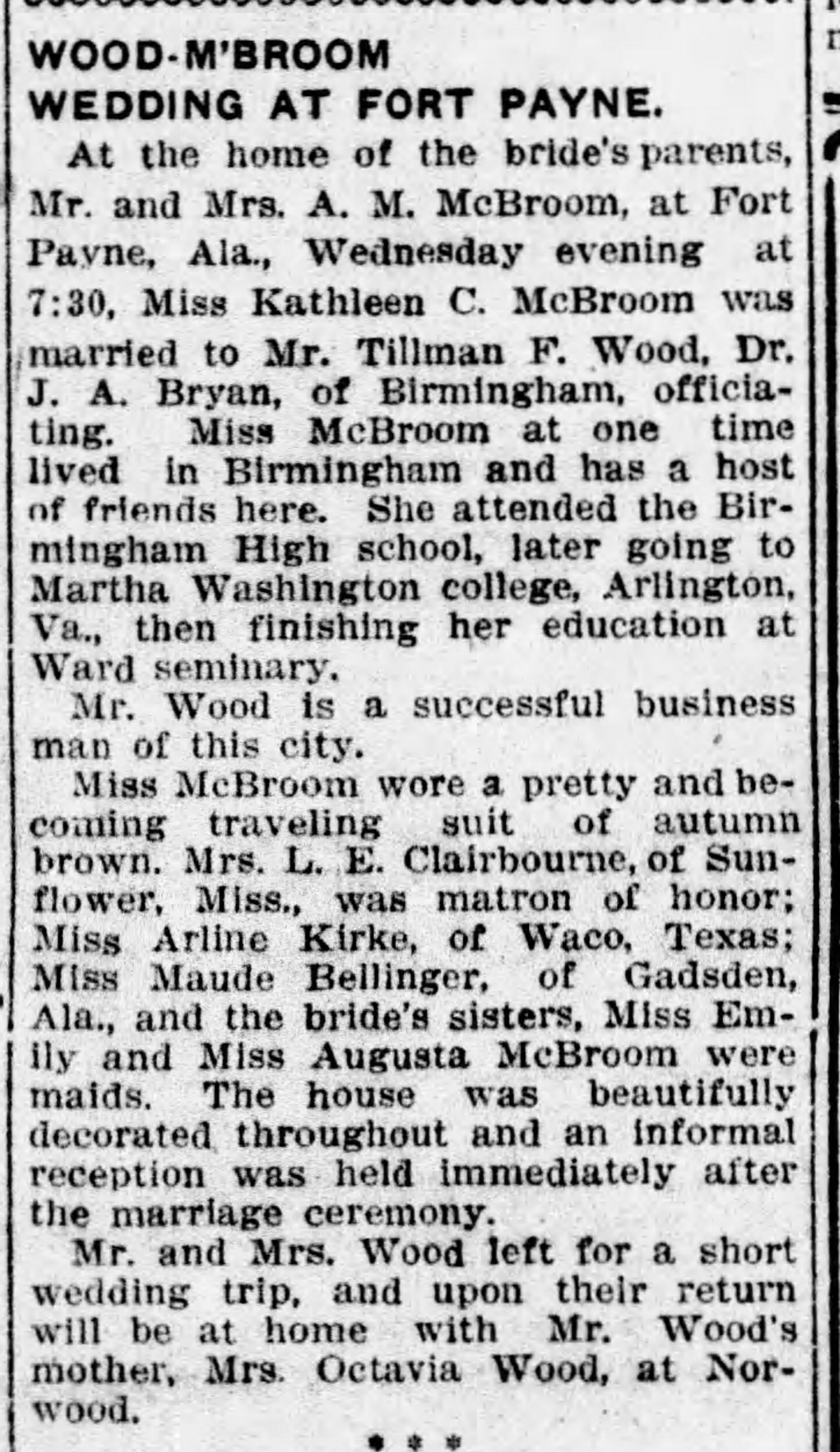 Kathleen C. McBroom-Tillman F. Wood